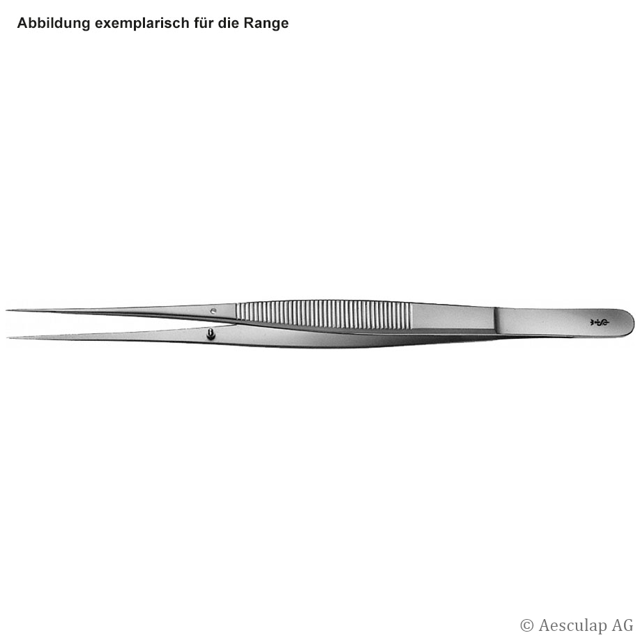 anatomische Pinzette, gerade, fein, 20 cm (7 7/8"), Maulbreite: 0,50 mm, glatt