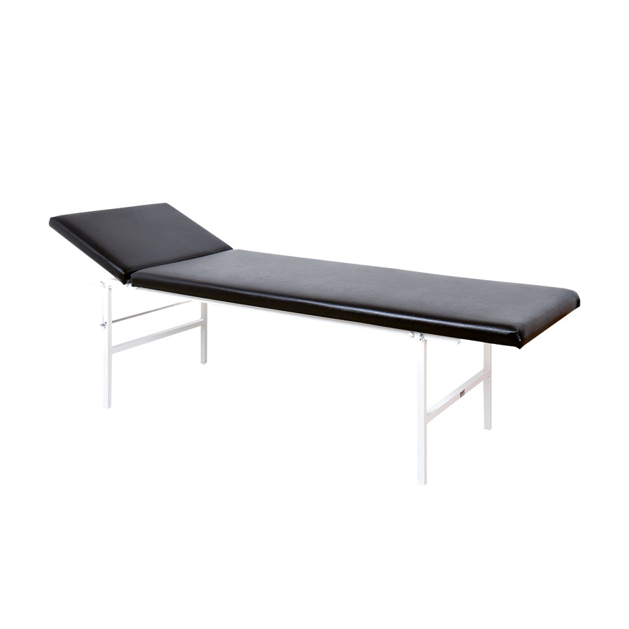 Untersuchungsliege Stahlrohr, Kopfteil verstellbar, 200 x 70 x 65 cm, schwarz