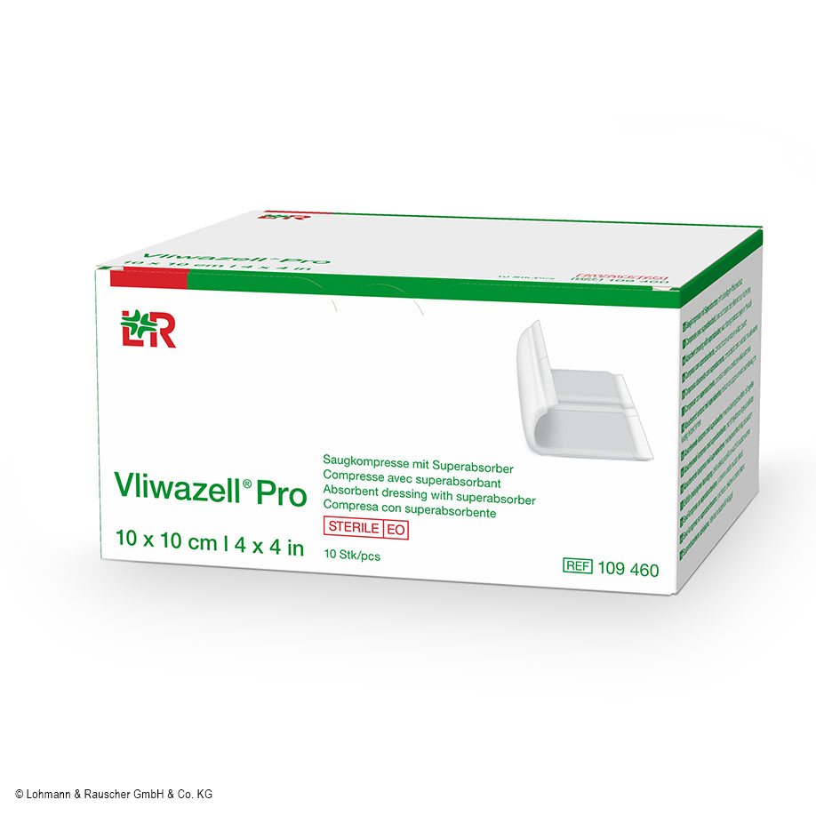 Vliwazell Pro Saugkompressen steril, 10 x 10 cm (10 Stck.)