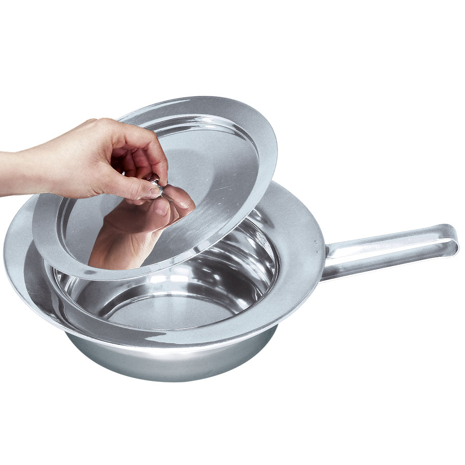 Stechbecken mit Flachgriff und Deckel