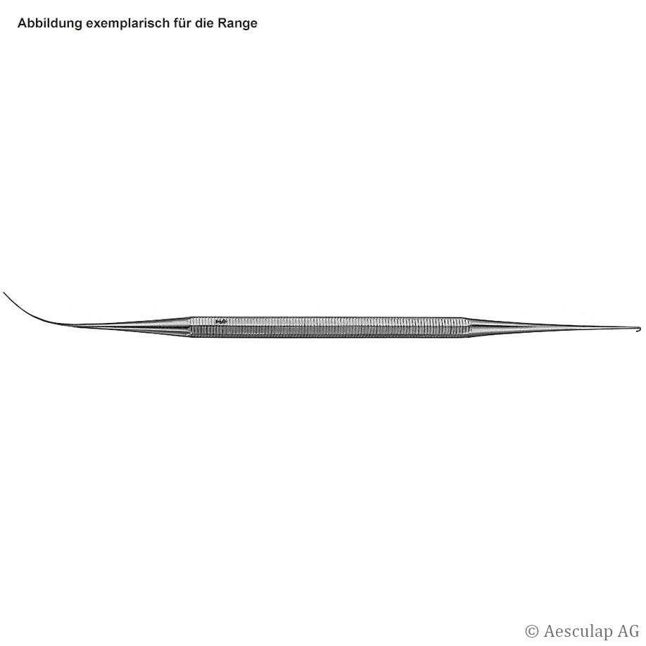 Mini Phlebo-Extraktor VARADY gebogen, 170 mm, stumpf/stumpf, doppelendig, Maulbreite 0,50 mm/1,20 mm