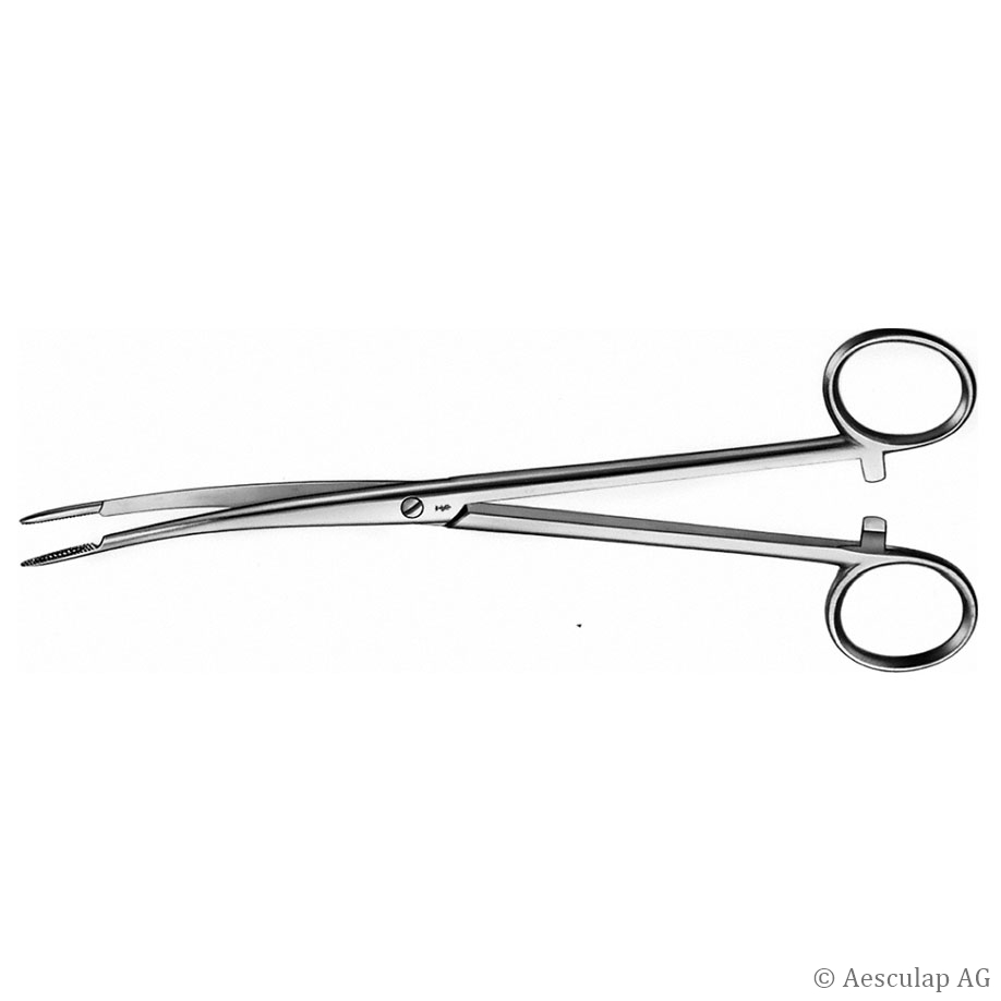 Korn-, Tupfer-, Schwammzange, gebogen, 17,5 cm