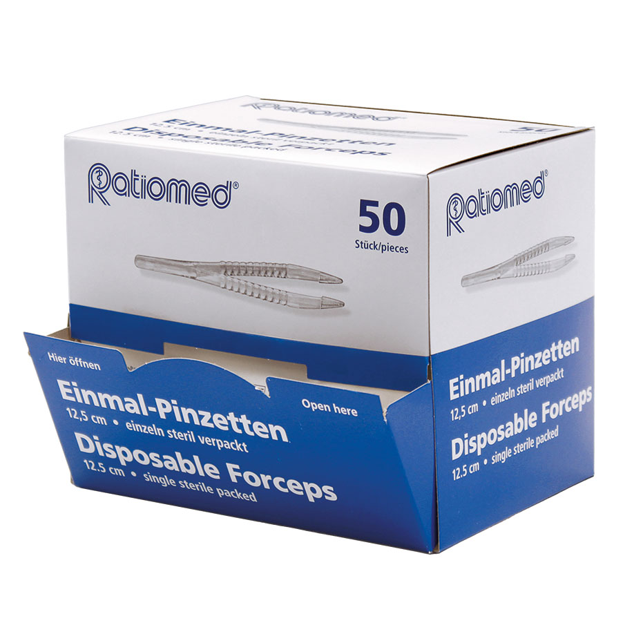 ratiomed disposable forceps, sterile glass-clear, 12 cm (50 pcs.)