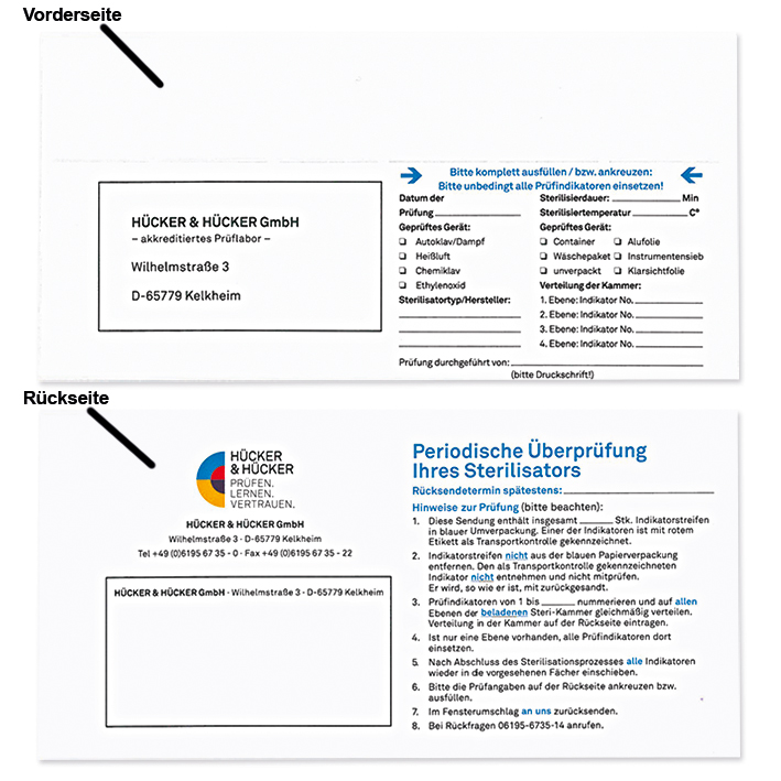 Sporentestkarte mit 5 Prüfindikatoren