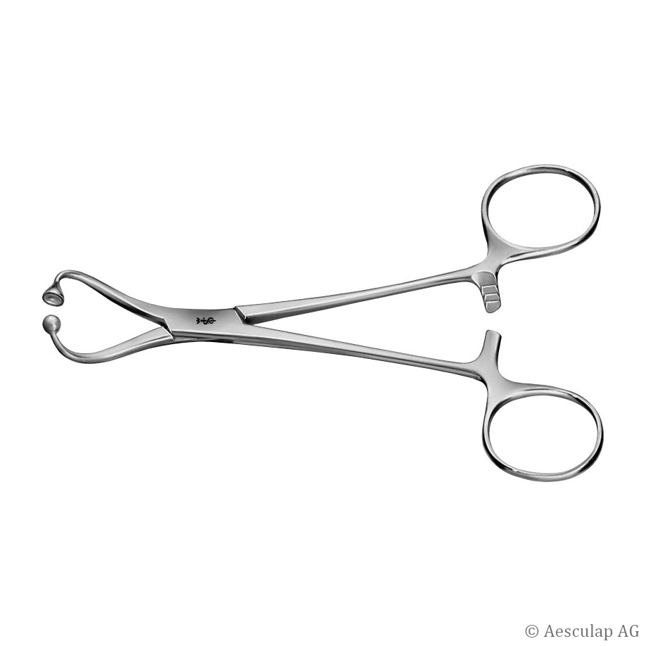 Tuchklemme, gebogen, 140 mm nicht perforierend, stumpf