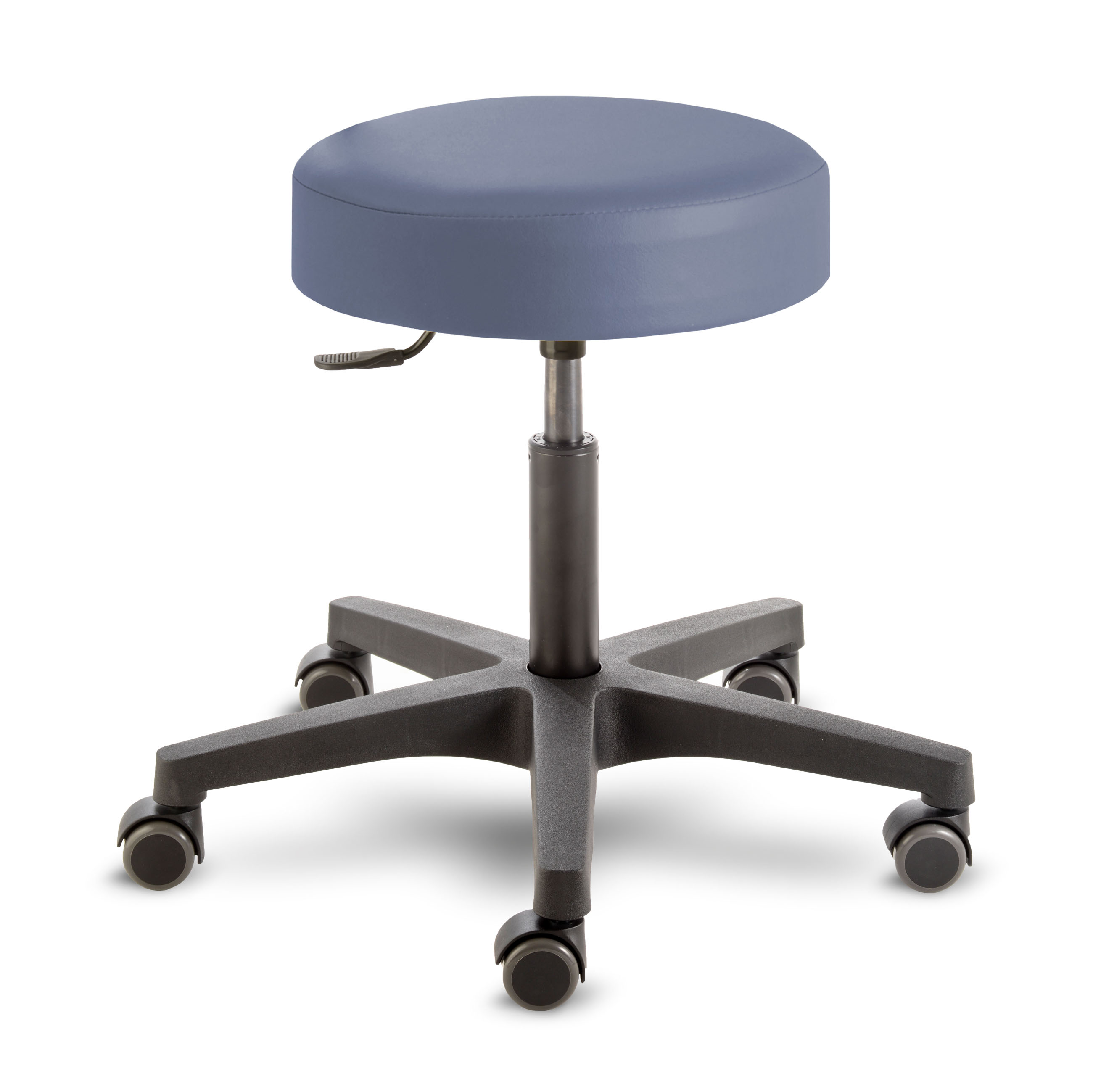 Rollhocker Poppi atlantikblau, Polsterstärke 80 mm, mit Kunststoff-Fusskreuz, Universal-Doppelrollen