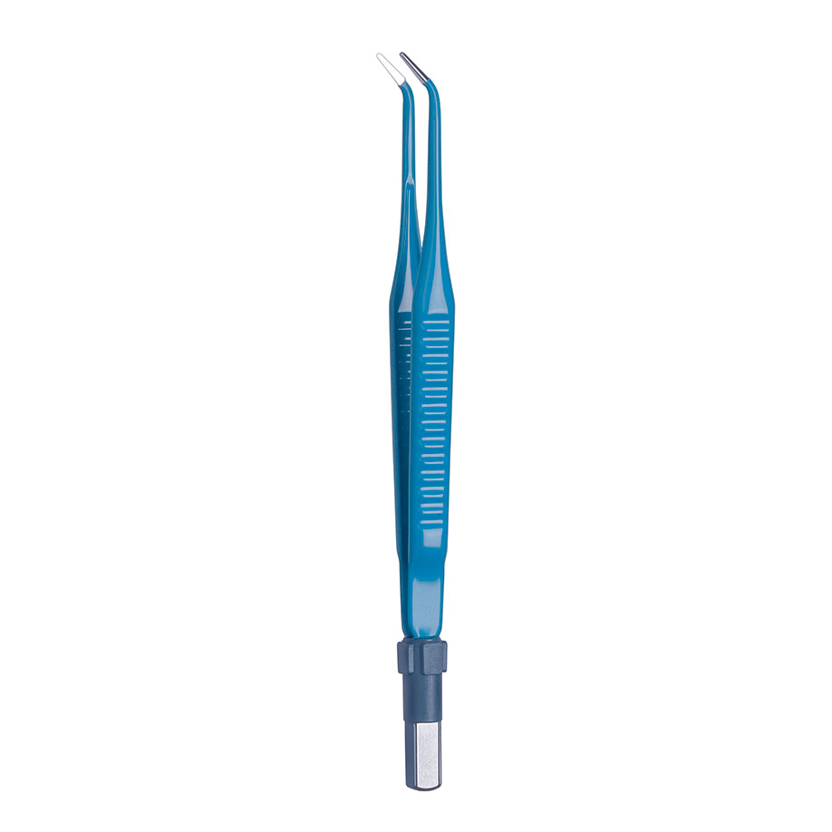 bipolare Pinzette, abgewinkelt, stumpf, Ø 1,2 mm, 16 cm lang