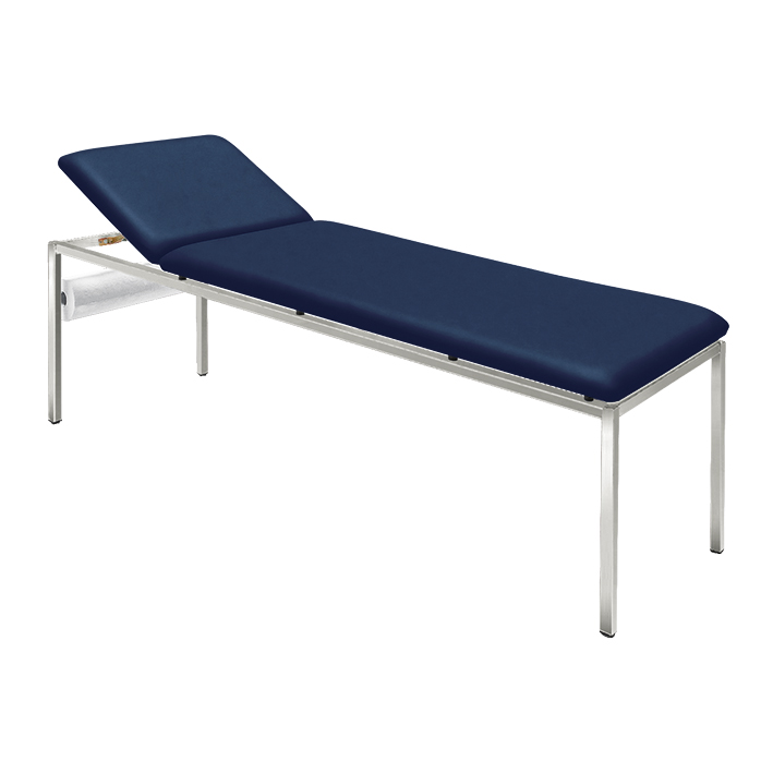 Untersuchungsliege ratiomed dunkelblau, verchromt, inkl. Rollenhalter