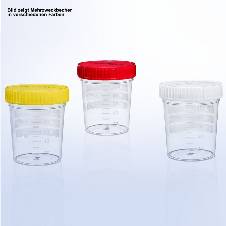 Mehrzweckbecher, Polypropylen, 120 ml mit Schraubdeckel gelb (300 Stck.)