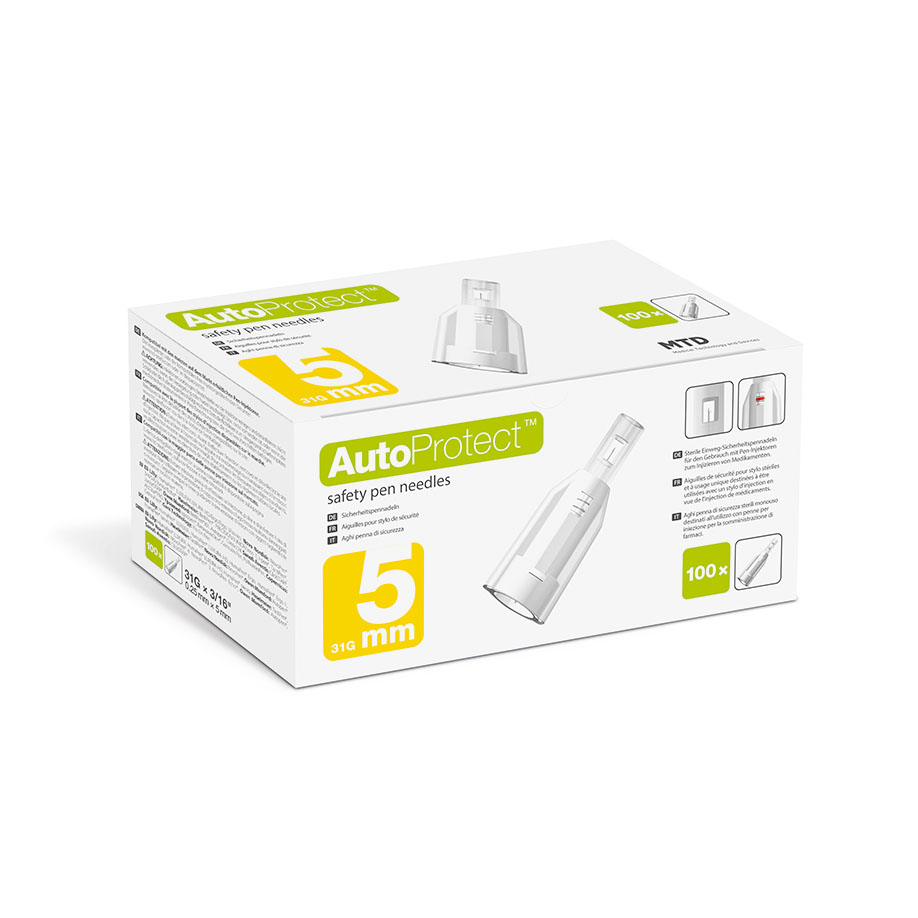 mylife AutoProtect 0,25 x 5 mm, Sicherheits-Pen-Nadeln  31 G (100 Stck.)
