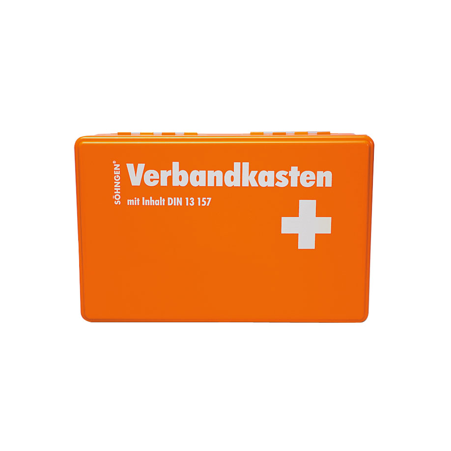 First-Aid Kit KIEL, Plastic, orange, with Filling DIN 13157