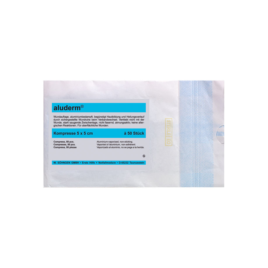 aluderm Compresses sterile approx. 5 x 5 cm (50 pcs.)