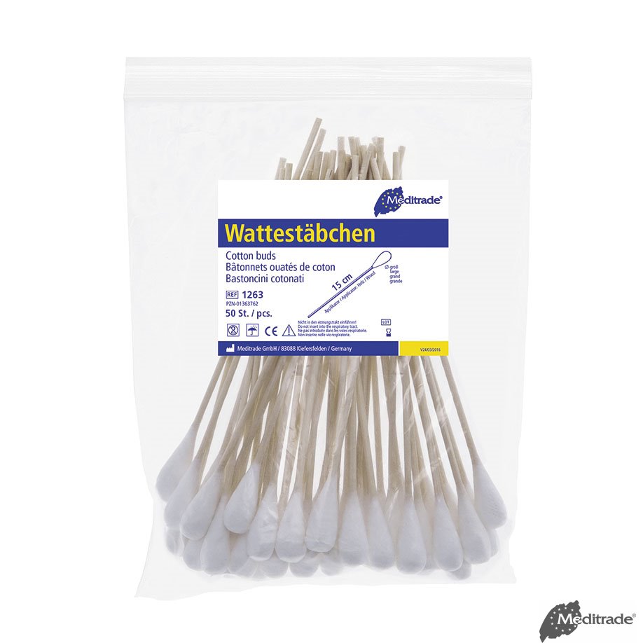 Wattestäbchen Holz, 15 cm lang,