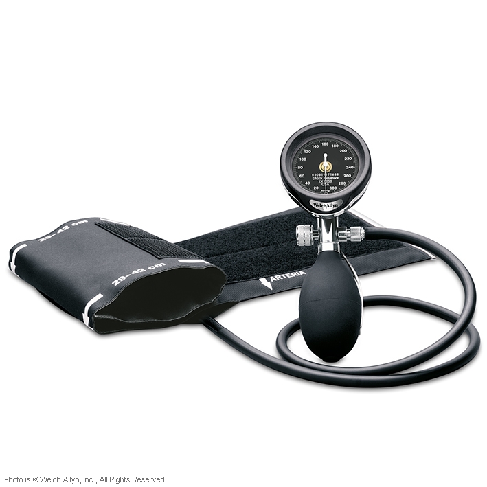 DuraShock Blutdruckmessgerät DS55 schwarz, Ø 50 mm, verchromt, 1-Schlauch,