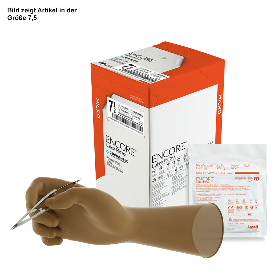 Encore Latex Micro surgical gloves, sterile, powder free, sz. 6.5 (50 pairs)