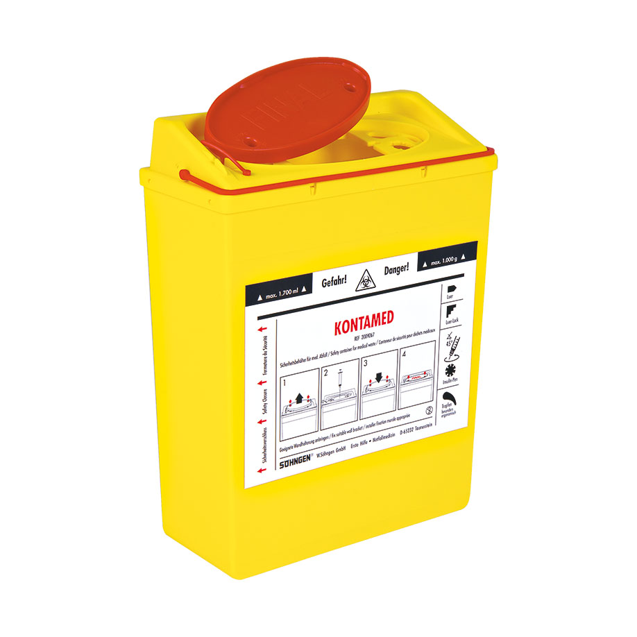 KONTAMED Sharps Disposal System 1.7 ltr., 225 x 160 x 70 mm