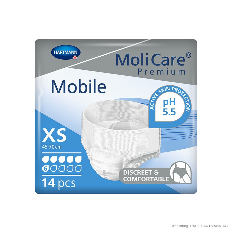 MoliCare Premium Mobile sz. XS (14 pcs.) incontinence pull-up pants