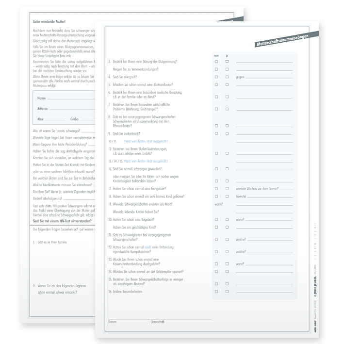 Mutterschaftsanamnesebogen DIN A4