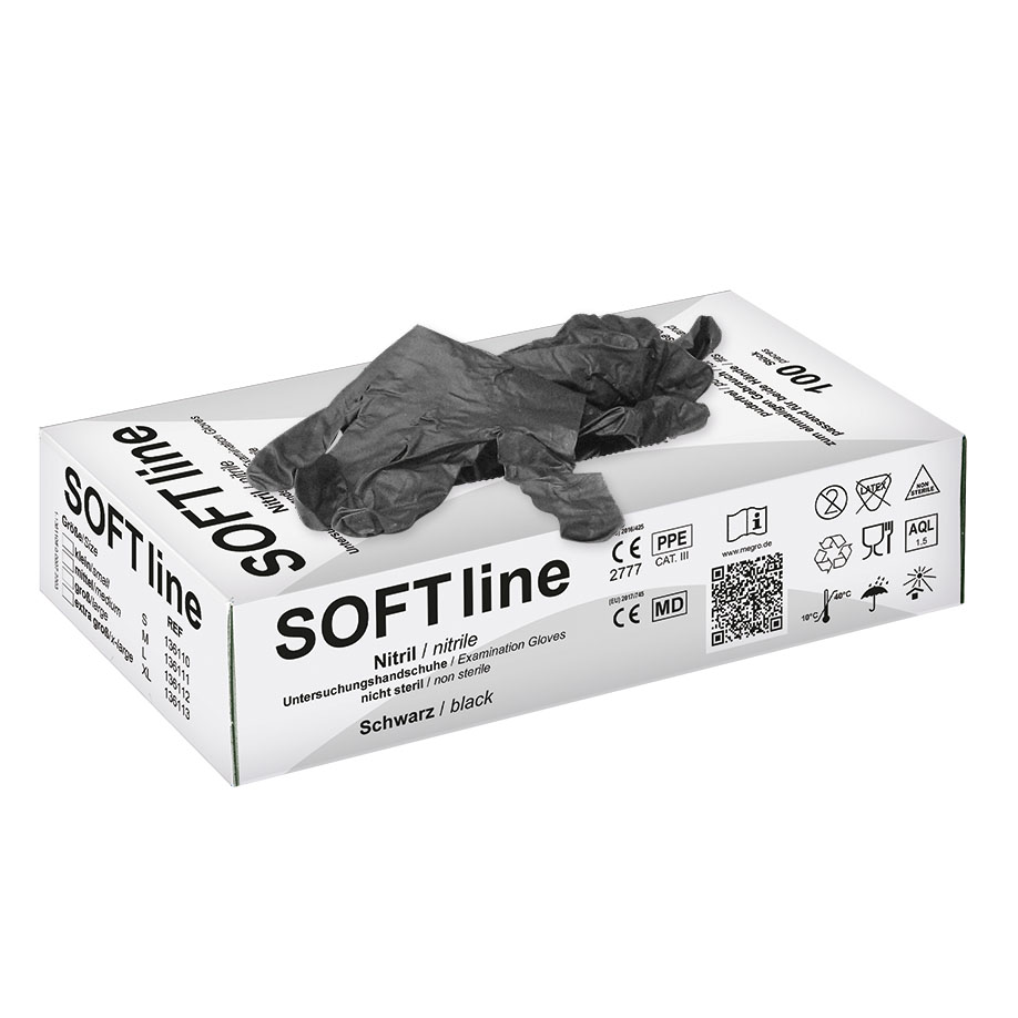 SOFT line Nitril U.-Handschuhe schwarz,