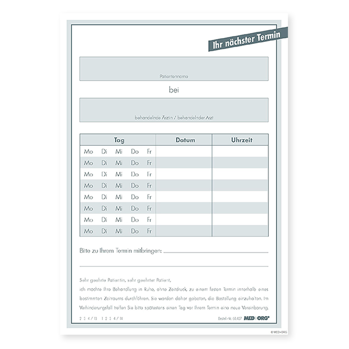 Terminzettel A6 hoch (500 Stck.)