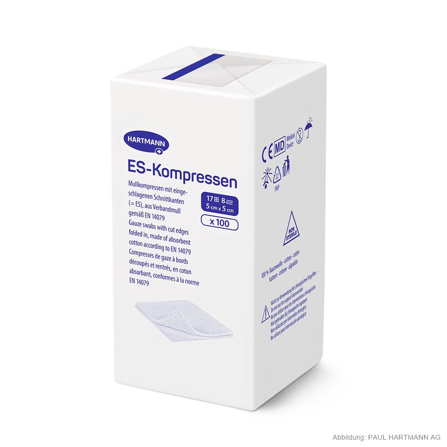 ES Gauze swabs non-sterile 8-ply 5 x 5 cm (100 pcs.) - new item-No. 401821 -