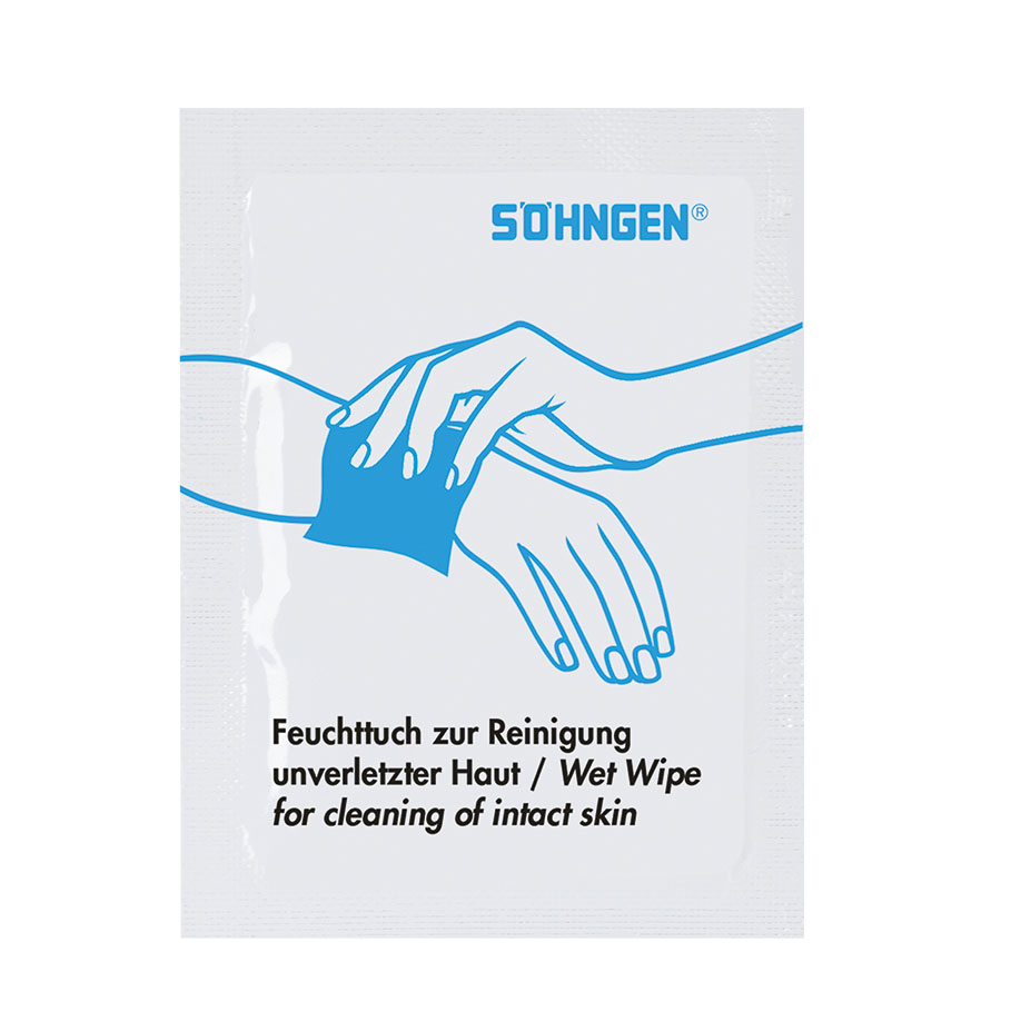 Wet Wipe for cleaning of intact skin