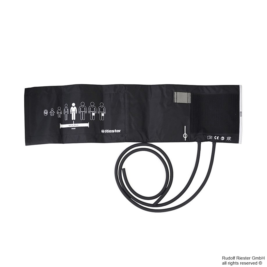 Klettenmanschette Erwachsene, 54,5 x 14,5 cm, 2-Schlauch, schwarz