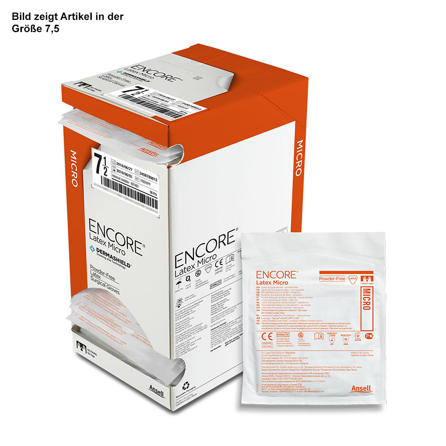 Encore Latex Micro surgical gloves, sterile, powder free, sz. 6.5 (50 pairs)
