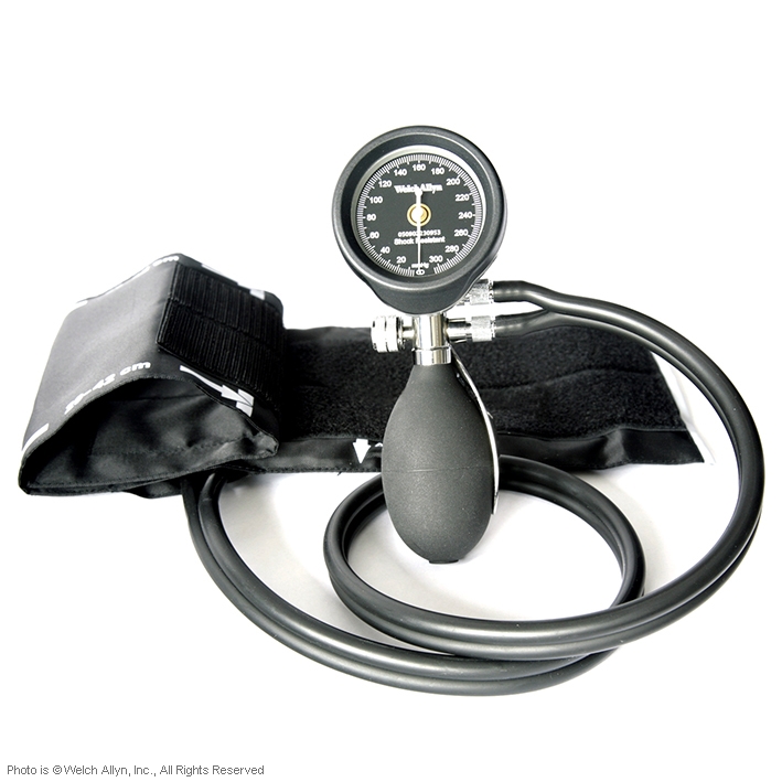 DuraShock Blutdruckmessgerät DS55 schwarz, Ø 50 mm, verchromt, 2-Schlauch,