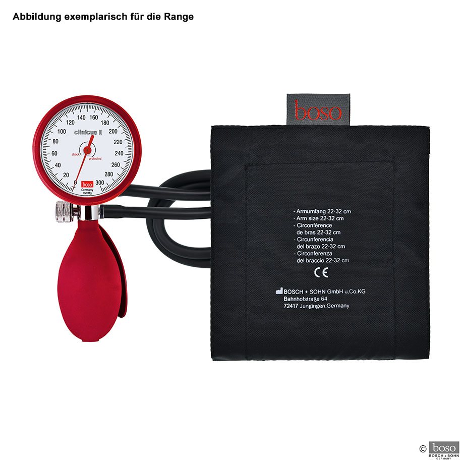 boso clinicus II Blutdruckmessgerät rot, mit Klettenmanschette bunt, Kinder Größe S