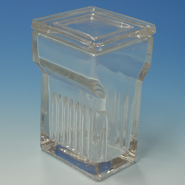 Objektträgerkasten aus Glas, mit Deckel