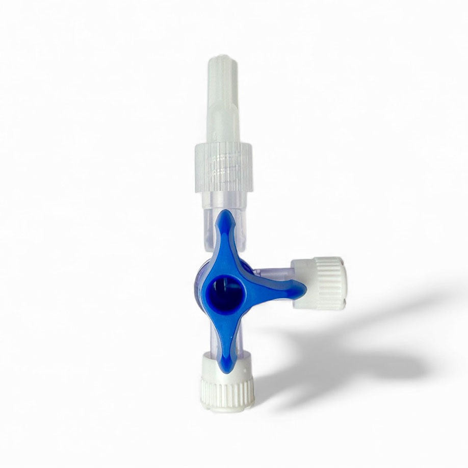 3-Wege-Hahn blau, Luer Lock, Lipid resistent (100 Stck.)