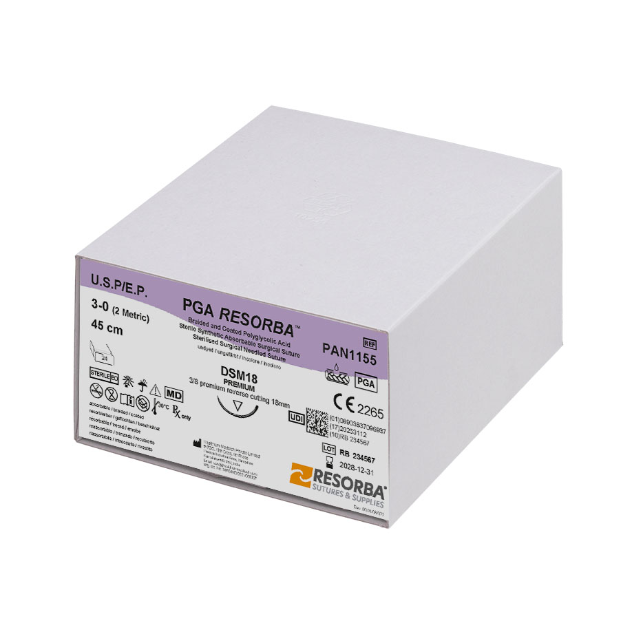 PGA-RESORBA DSM 18 3/0=2 ungefärbt, Nahtmaterial Fadenlänge 45 cm (24 Stck.)