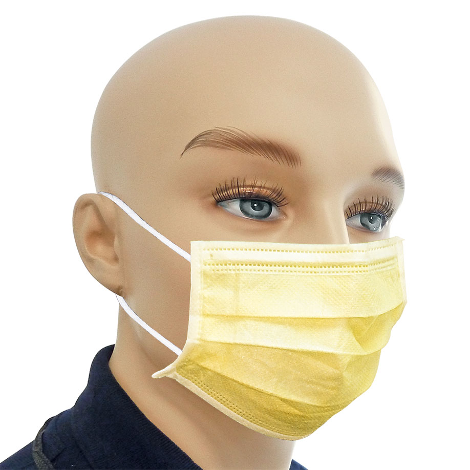 Einmal-Mundschutz gelb, mit runden,