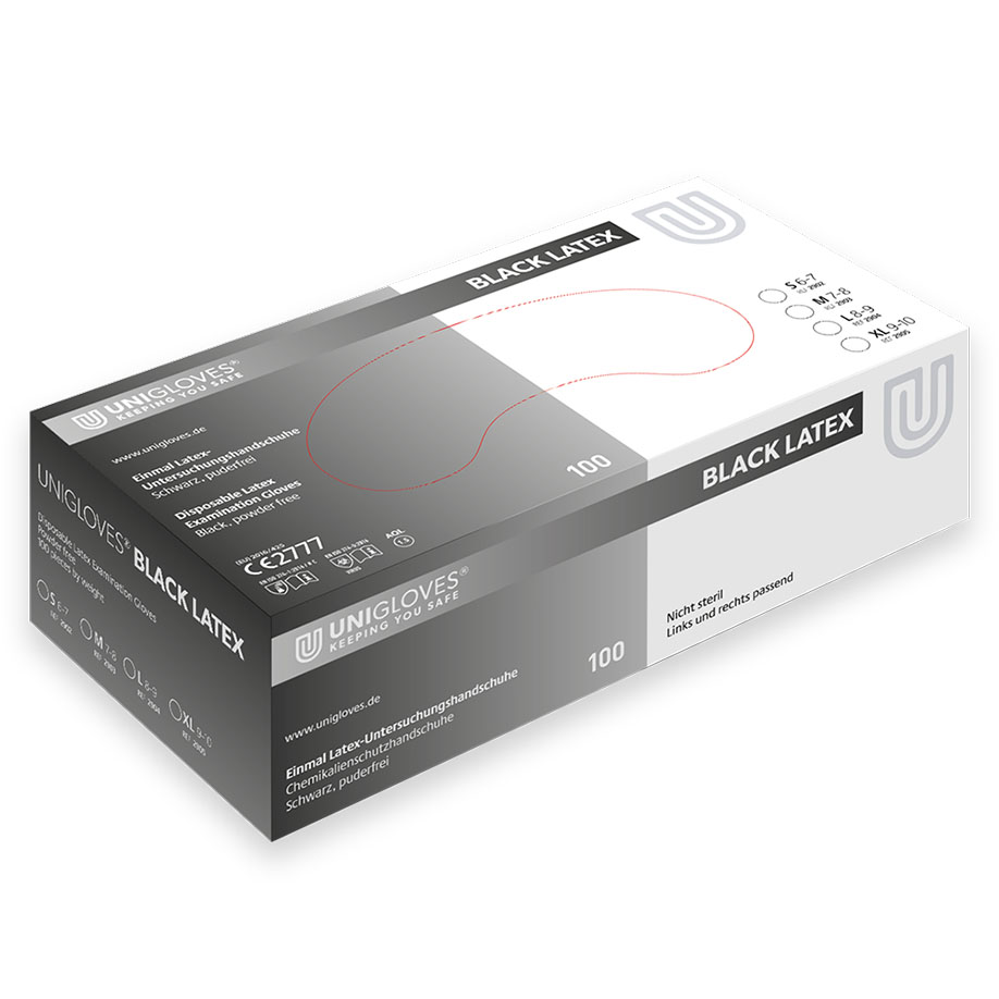 BLACK LATEX U.-Handschuhe Gr. XL, Latex