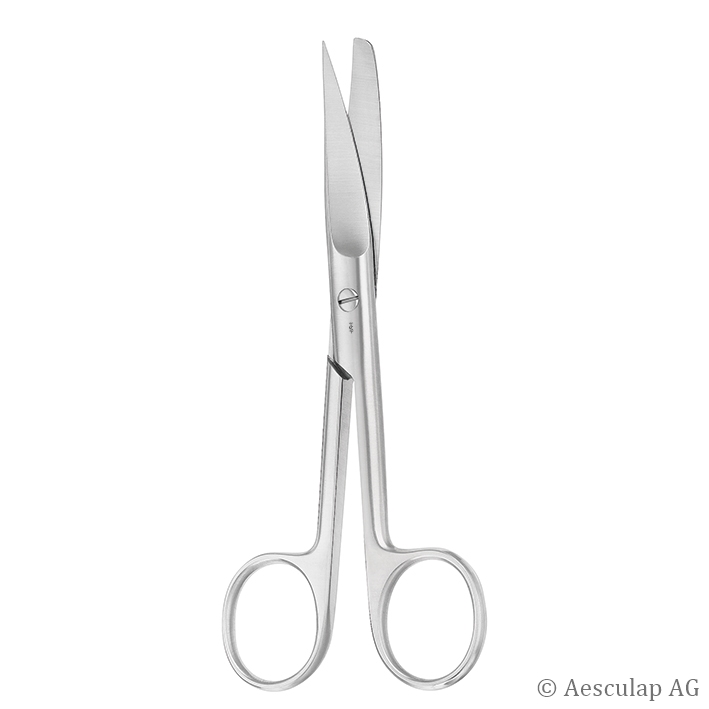 chir. Schere, gebogen, spitz/stumpf,