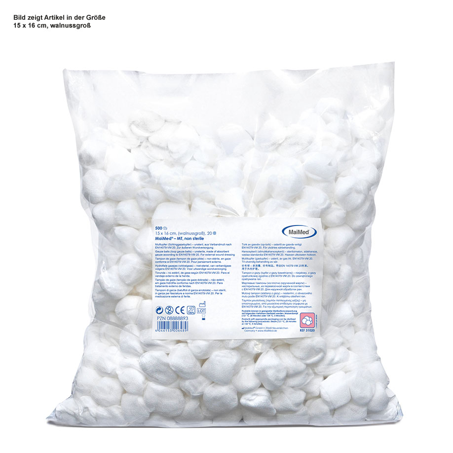 Mulltupfer unsteril walnussgroß