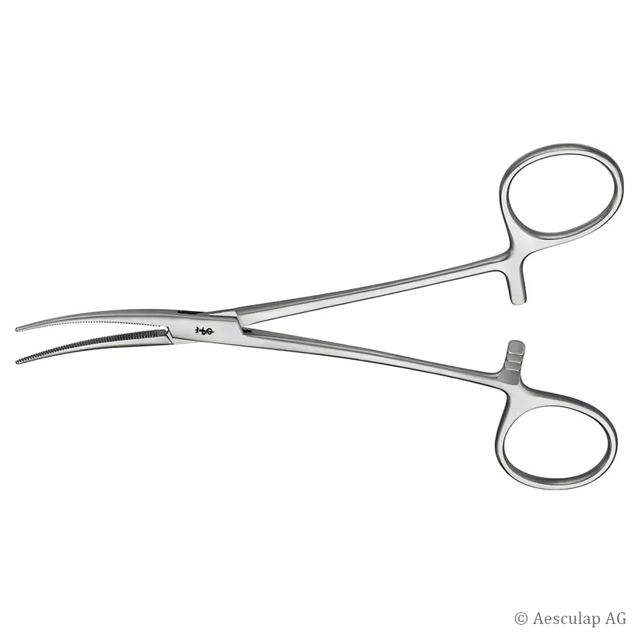 COLLER Arterienklemme, gebogen, 160 mm, gerieft