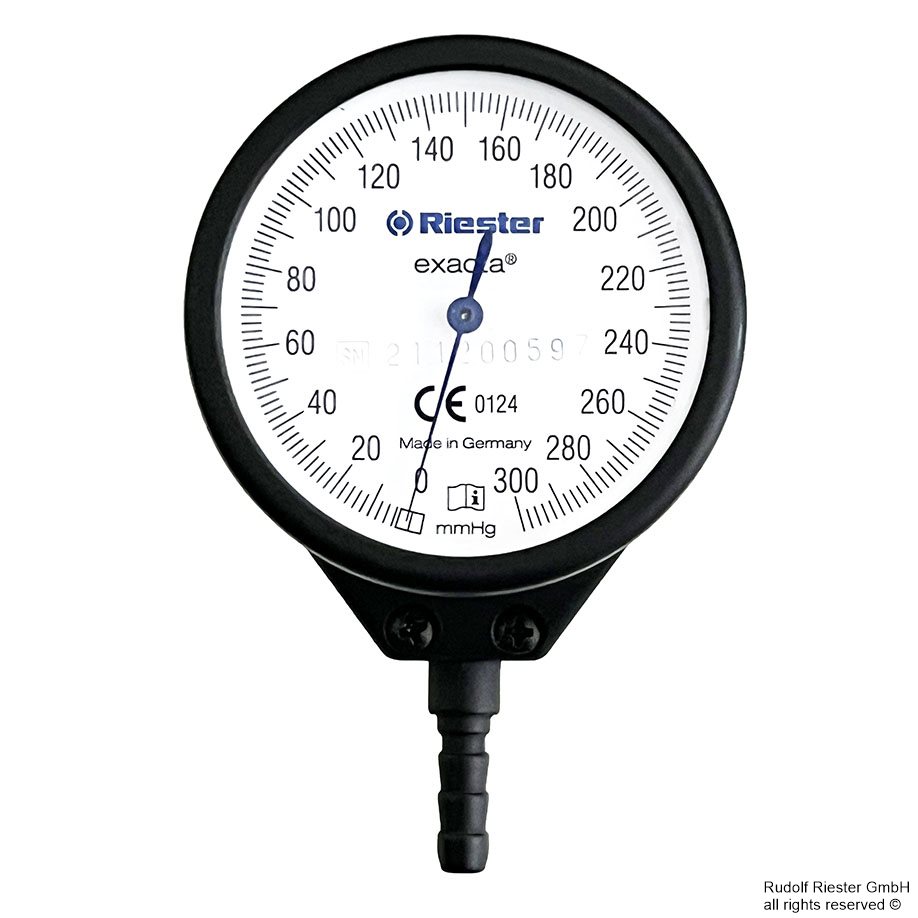 exacta Manometer schwarz lackiert ohne Manschette ohne Ball mit Ablassventil