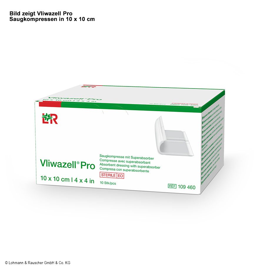 Vliwazell Pro Saugkompressen steril, 10 x 10 cm (10 Stck.)