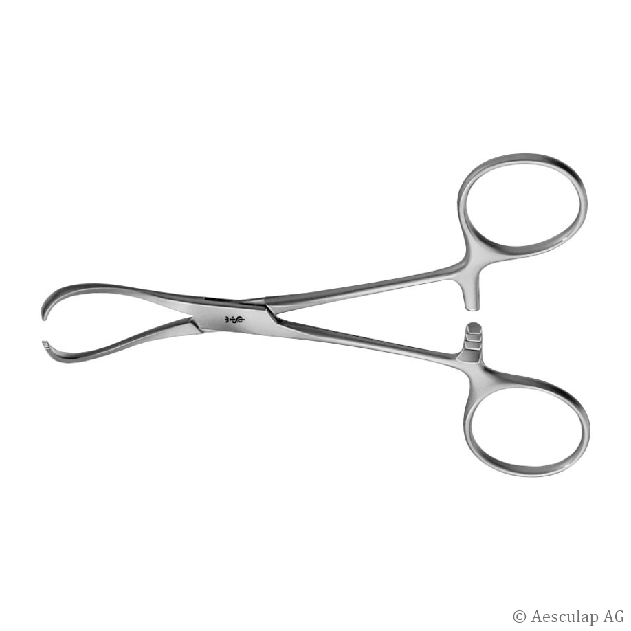 Tuchklemme LORNA, gebogen, 130 mm nicht perforierend, stumpf