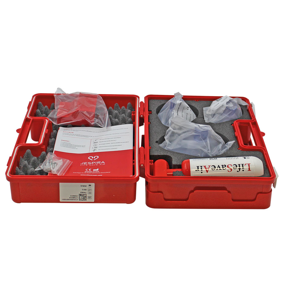 LifeSaveAir - medizinische Rettungspumpe für Erstickungsnotfälle, inkl. Koffer und Wandhalterung