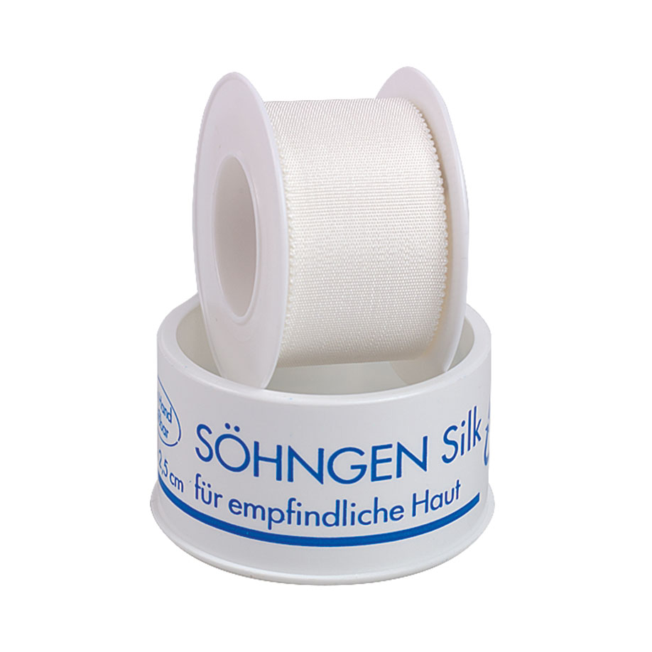 SÖHNGEN-Adhesive Tape Silk 5 m x 2,50 cm, plastic protective ring