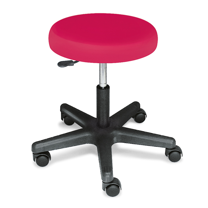 Rollhocker ratiomed fuchsia mit schwarzem Kunststofffußkreuz