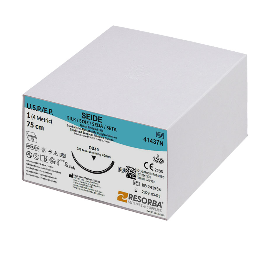 Seide DS 40 1=4, schwarz geflochten