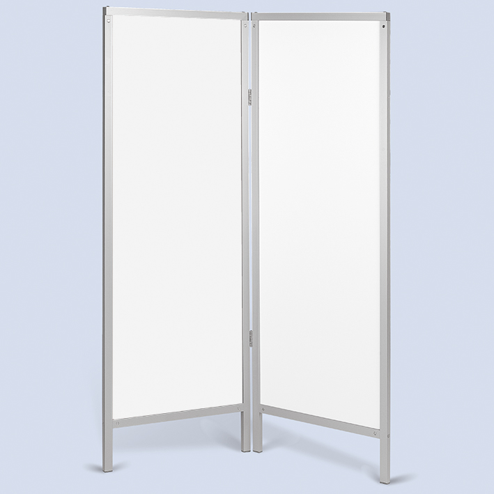 Wandschirm 2-flügelig, Farbe: weiß/weiß