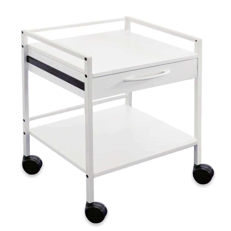 Vielzweckwagen mit 1 Schublade pulverbeschichtet grauweiß