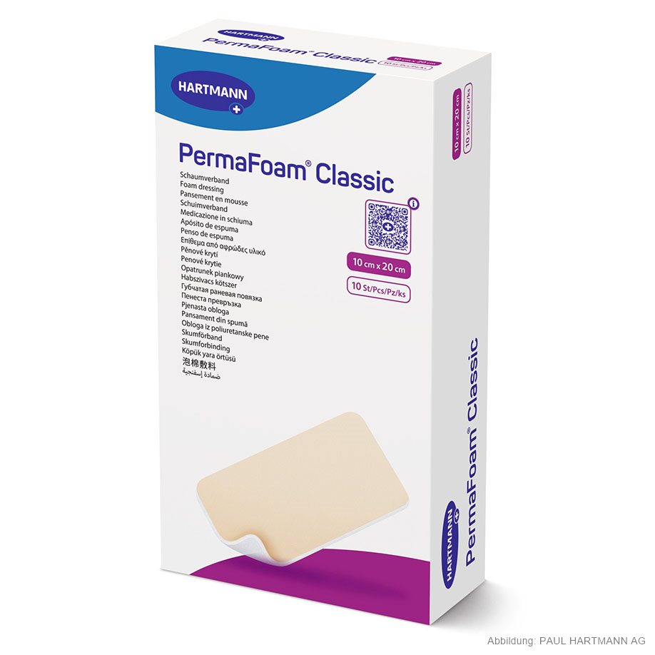 PermaFoam Classic Schaumverband steril, 20 x 10 cm (10 Stck.)