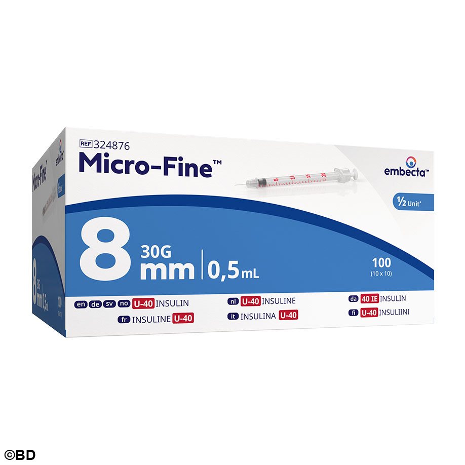 BD Micro-Fine+ insulin syringes 0.5 ml, U-40 (100 pcs.)