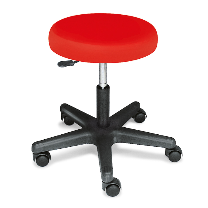 Rollhocker ratiomed rot, mit schwarzem Kunststofffußkreuz